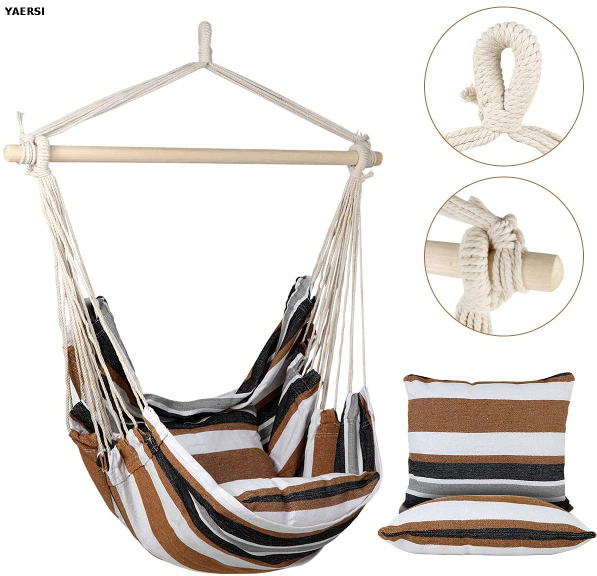 Hanging Hammock Swing with Two Cushions for Indoor And Outdoor